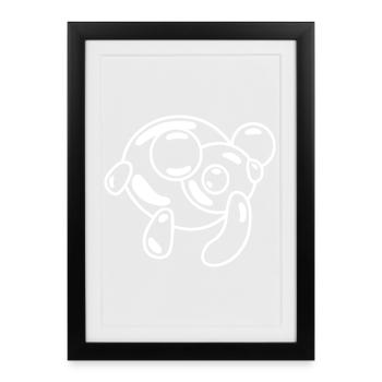 Seifenblasen Elefant – verspieltes Dschungel Motiv - Gerahmtes Poster (27 × 37 cm) - Schwarz - Vorne