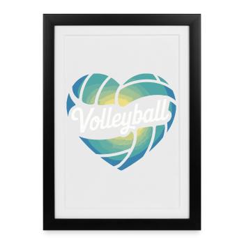 Volleyball Heart Volleyball Players - Framed poster (27 × 37 cm) - black - Front