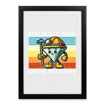 Géologues sous pression Diamant cartoon - Affiche encadrée (27 × 37 cm) - noir - Devant