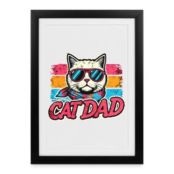 Cat Dad Retro Sunglasses, Love Cats  - Framed poster (27 × 37 cm) - black - Front
