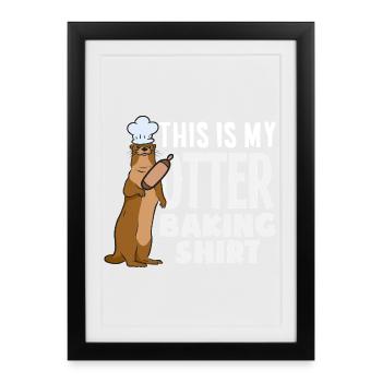 Chemise de pâtisserie Sea Otter Cartoon - Affiche encadrée (27 × 37 cm) - noir - Devant