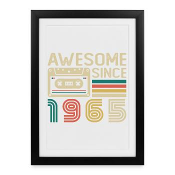 1965 Vintage Rétro Cadeau D'anniversaire - Affiche encadrée (27 × 37 cm) - noir - Devant