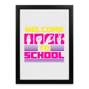 Interprète en langue des signes ASL Bienvenue à l’école - Affiche encadrée (27 × 37 cm) - noir - Devant
