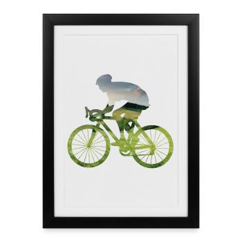 Nature silhouette cyclist in the countryside - Framed poster (27 × 37 cm) - black - Front