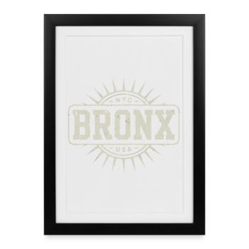 Bronx - New York Souvenir Design - Affiche encadrée (27 × 37 cm) - noir - Devant