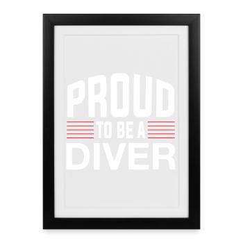 Fier plongeur - Affiche encadrée (27 × 37 cm) - noir - Devant
