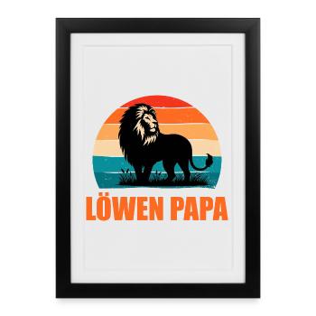 Dad-to-be LION DAD Retro Funny - Framed poster (27 × 37 cm) - black - Front