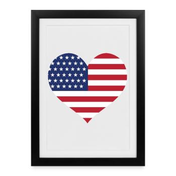 USA Flag Heart - Framed poster (27 × 37 cm) - black - Front