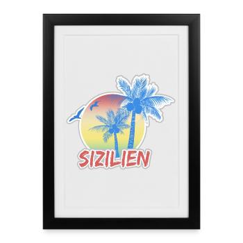La Sicile comme vacances - Affiche encadrée (27 × 37 cm) - noir - Devant