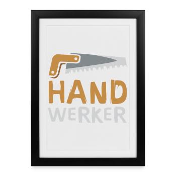 Design d’artisan élégant avec scie – Fans de bricolage - Affiche encadrée (27 × 37 cm) - noir - Devant