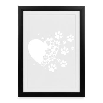 Empreinte de patte Coeur Poussière d’étoile - Affiche encadrée (27 × 37 cm) - noir - Devant