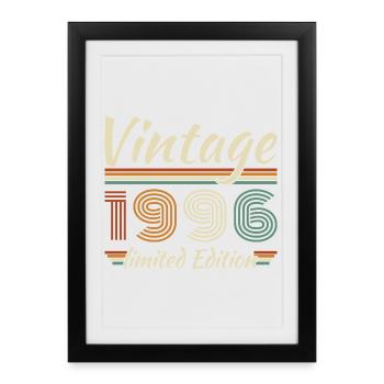 1996 Vintage Rétro Cadeau D'anniversaire - Affiche encadrée (27 × 37 cm) - noir - Devant