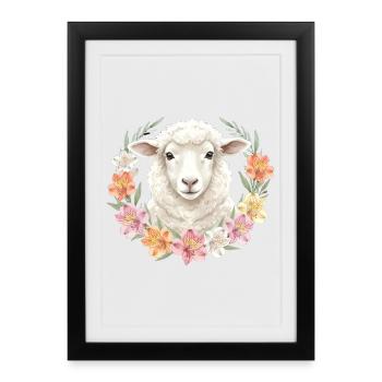 Mouton blanc - Affiche encadrée (27 × 37 cm) - noir - Devant