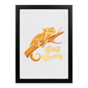 Crested Gecko Reptile Humor Lizard - Framed poster (27 × 37 cm) - black - Front