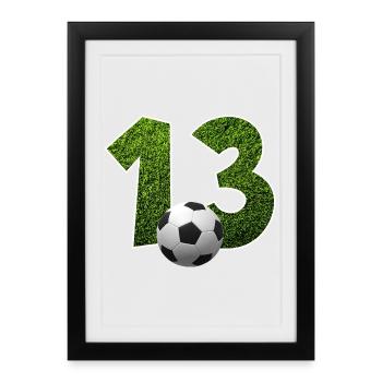 NON. 13 NUMÉRO 13 FOOTBALL 13E ANNIVERSAIRE - Affiche encadrée (27 × 37 cm) - noir - Devant