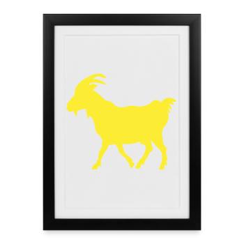 G.O.A.T Goat yellow - Framed poster (27 × 37 cm) - black - Front
