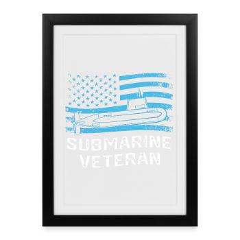 5 juillet Sous-marin Veteran Navy USA - Affiche encadrée (27 × 37 cm) - noir - Devant