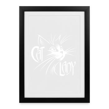 Cat Lady Cat Cats - Framed poster (27 × 37 cm) - black - Front