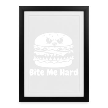 Wütender Hamburger Bite Design - Gerahmtes Poster (27 × 37 cm) - Schwarz - Vorne