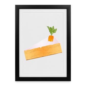 Gâteau aux carottes moelleux avec une décoration amusante - Affiche encadrée (27 × 37 cm) - noir - Devant