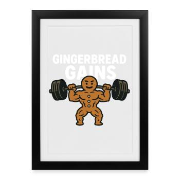 Gingerbread Gains Funny Christmas Holiday Design - Framed poster (27 × 37 cm) - black - Front