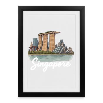 Singapour - Affiche encadrée (27 × 37 cm) - noir - Devant
