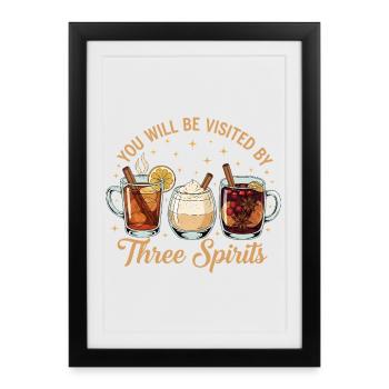 Les « Trois Esprits » de Noël boivent de l’humour - Affiche encadrée (27 × 37 cm) - noir - Devant
