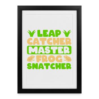 Frog Catcher Leap Catcher Master Snatcher Frog - Framed poster (27 × 37 cm) - black - Front