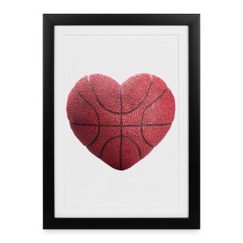 Coeur de basket-ball - Affiche encadrée (27 × 37 cm) - noir - Devant