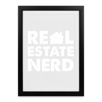 Nerd de l’immobilier - Affiche encadrée (27 × 37 cm) - noir - Devant