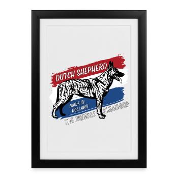 Dutch Shepherd - Dutchie  - Framed poster (27 × 37 cm) - black - Front