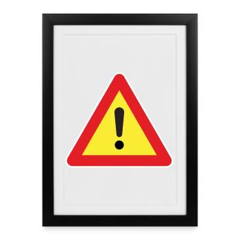 Attention! Beware Sign - Framed poster (27 × 37 cm) - black - Front