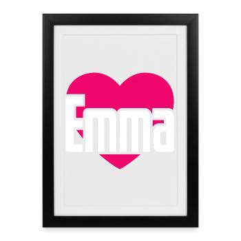 J’aime Emma Coeur rose J’aime Emma - Affiche encadrée (27 × 37 cm) - noir - Devant