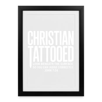 Regard de tatouage chrétien sous la surface - Affiche encadrée (27 × 37 cm) - noir - Devant