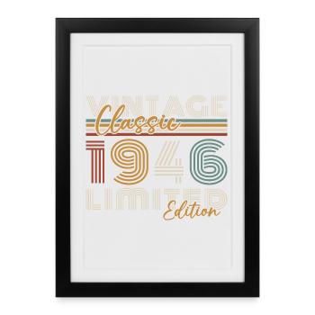 1946 Vintage Rétro Cadeau D'anniversaire - Affiche encadrée (27 × 37 cm) - noir - Devant
