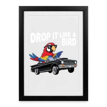 Vogel Cabrio Laisse tomber comme un oiseau - Affiche encadrée (27 × 37 cm) - noir - Devant