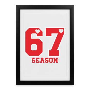 Six Sept Saisons Fun 67 Saint-Valentin Saison Se - Affiche encadrée (27 × 37 cm) - noir - Devant