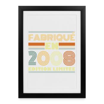 Vintage 2008 Cadeau D'anniversaire 18 ans - Affiche encadrée (27 × 37 cm) - noir - Devant