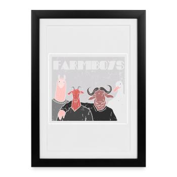 Farmboys - pour les agriculteurs, les agriculteurs et les amateurs d’animaux - Affiche encadrée (27 × 37 cm) - noir - Devant