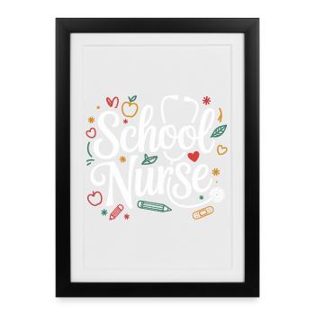 School Nurse Motif Hand Lettering - Framed poster (27 × 37 cm) - black - Front