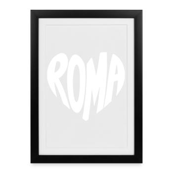 Logo du cœur de Roma Style rétro - Affiche encadrée (27 × 37 cm) - noir - Devant