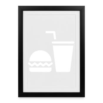 Fast Food, Burger, Imbisswagen - Gerahmtes Poster (27 × 37 cm) - Schwarz - Vorne