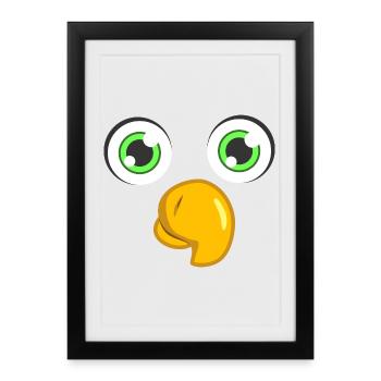 Visage de perroquet mignon, costume minimal drôle d’oiseau DIY - Affiche encadrée (27 × 37 cm) - noir - Devant