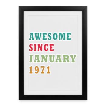 55e anniversaire Original janvier Né en 1971 - Affiche encadrée (27 × 37 cm) - noir - Devant