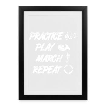 Practice playing French horn Repeat - Framed poster (27 × 37 cm) - black - Front