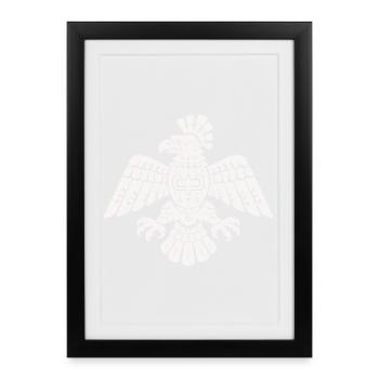 Motif totem d’aigle aztèque - Affiche encadrée (27 × 37 cm) - noir - Devant