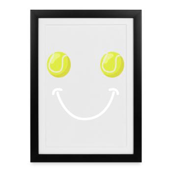 Tennis Happy Face - Framed poster (27 × 37 cm) - black - Front