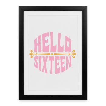 Bonjour Seize Or Rose - Affiche encadrée (27 × 37 cm) - noir - Devant