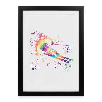 Ski alpin Sports d’hiver Ski nordique - Affiche encadrée (27 × 37 cm) - noir - Devant
