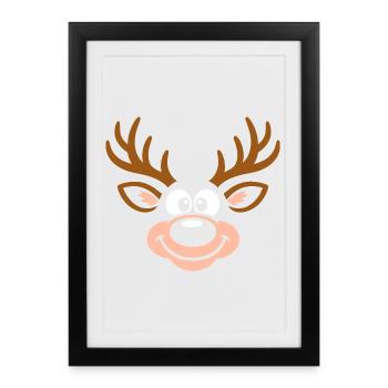 Hirsch | Big Face Costume Carnival Disguise - Framed poster (27 × 37 cm) - black - Front